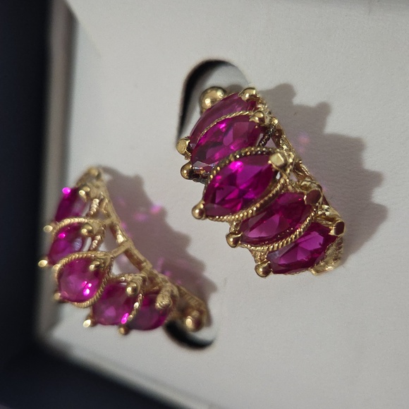 Solid 14k Solid Gold & Ruby Earrings - Picture 6 of 7